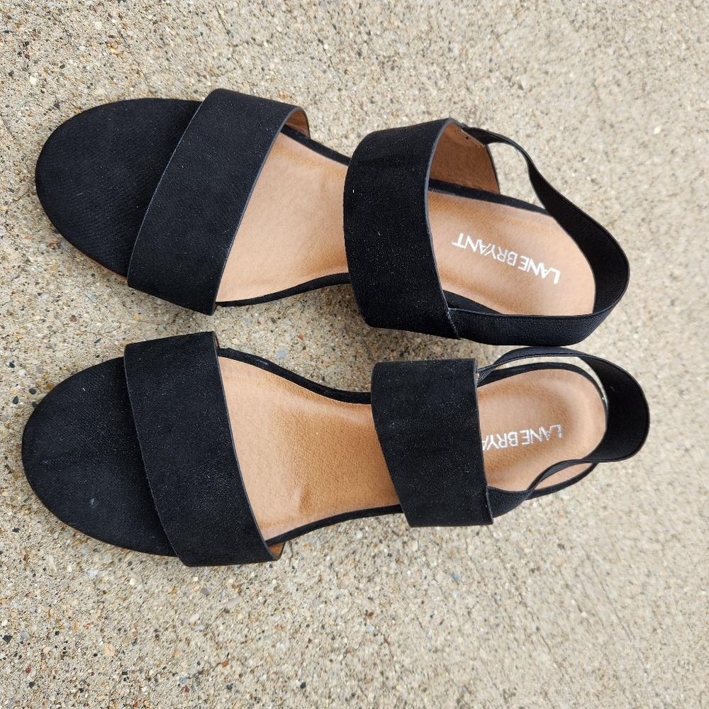 Lane Bryant womens black heeled sandals size 8W